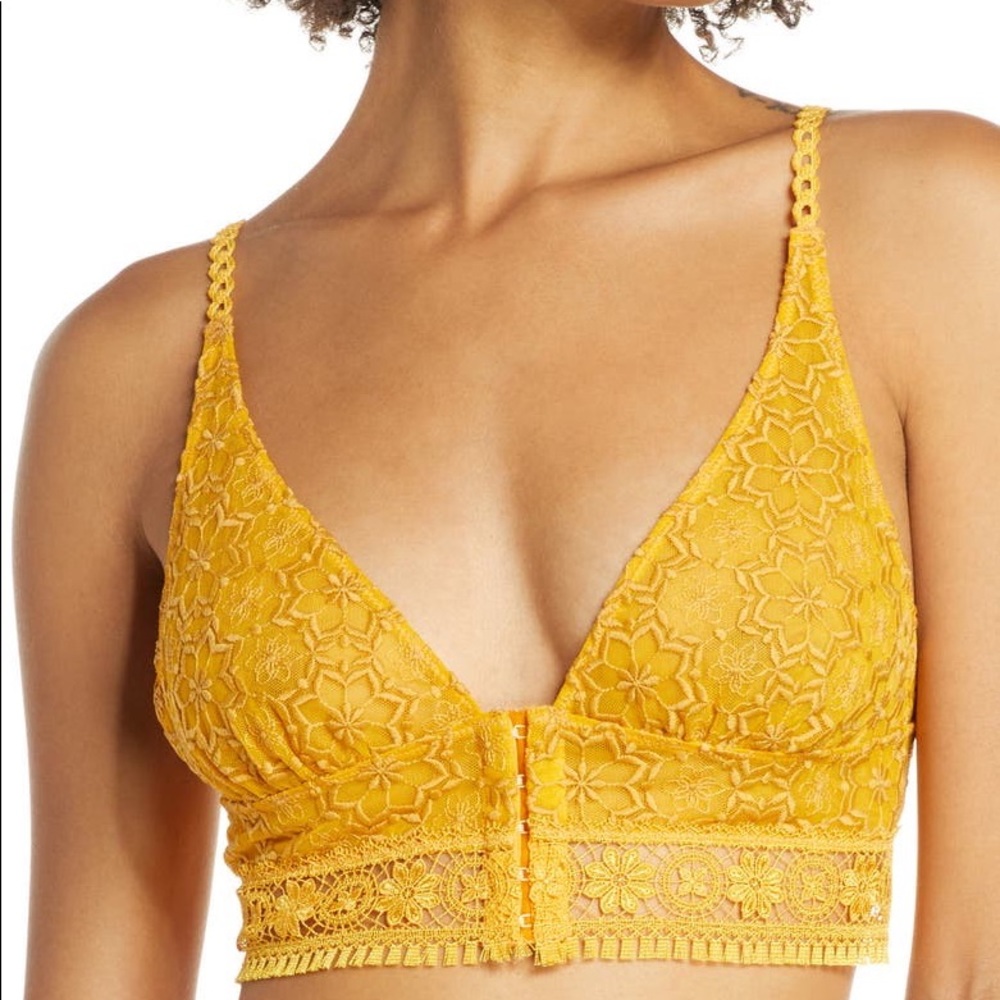 Free People Ella Bralette In Mustard NWT - Picture 1 of 5